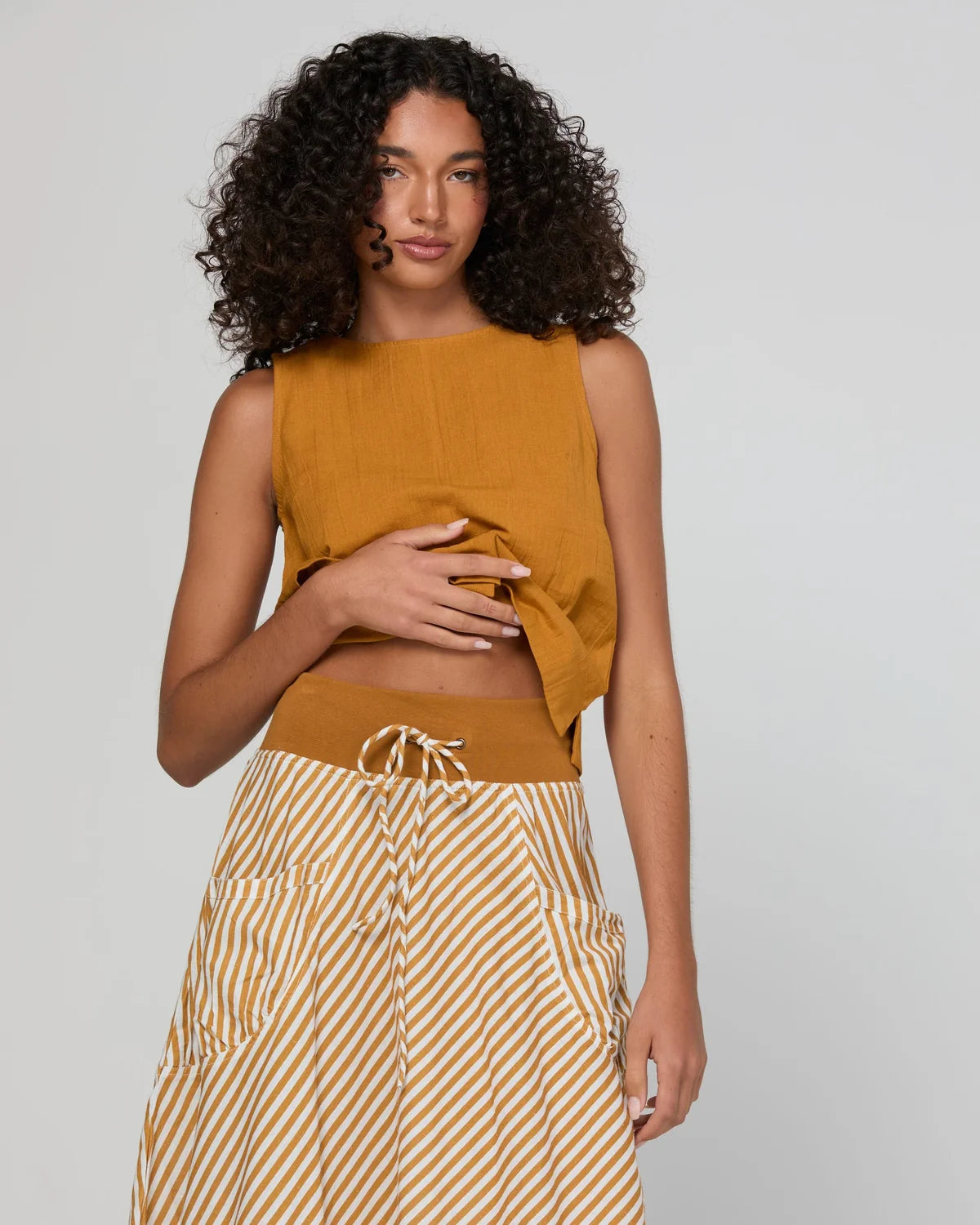 Boom Shankar Guru Skirt Mustard Stripe
