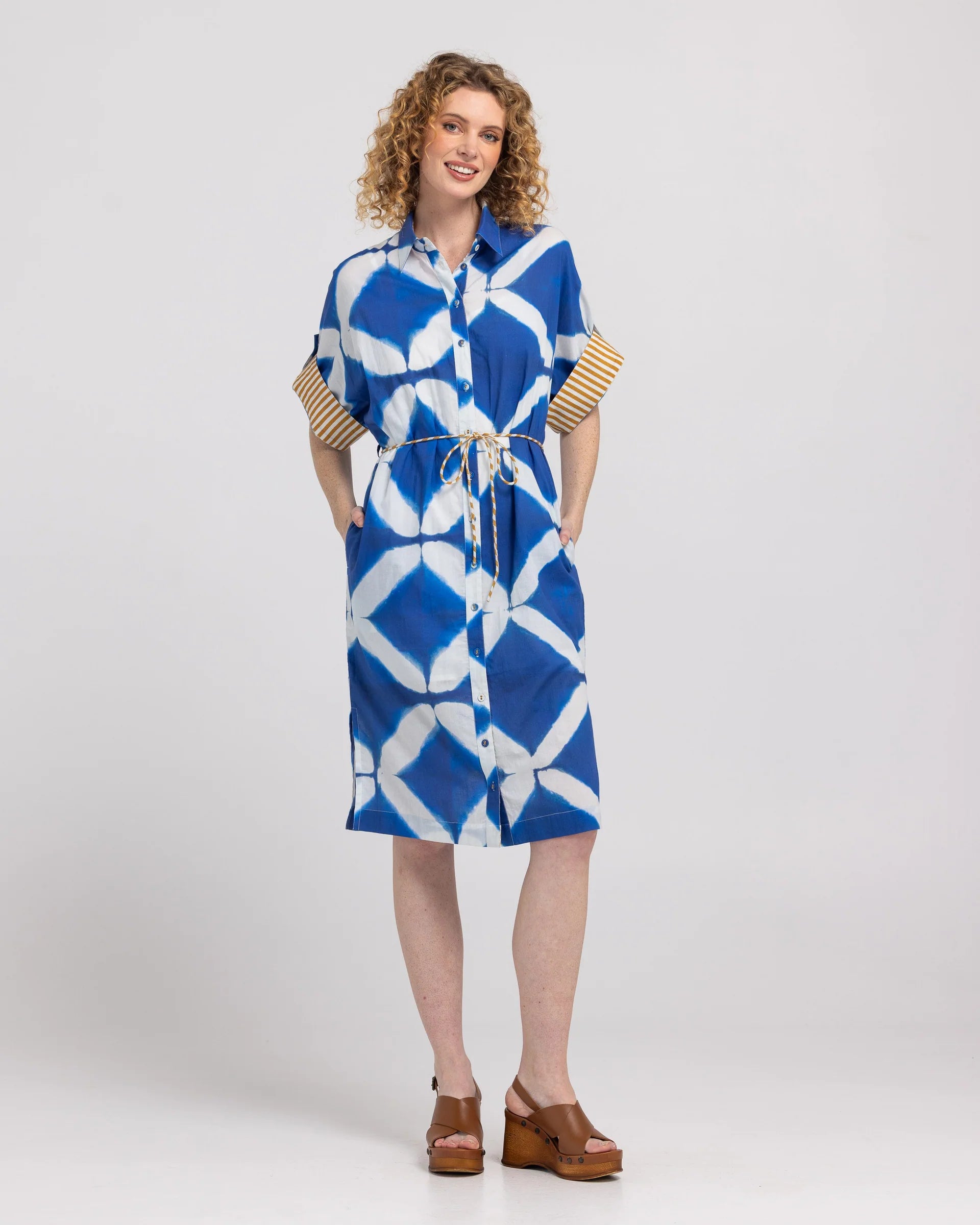 Boom Shankar Maui Shirt Dress Block Print