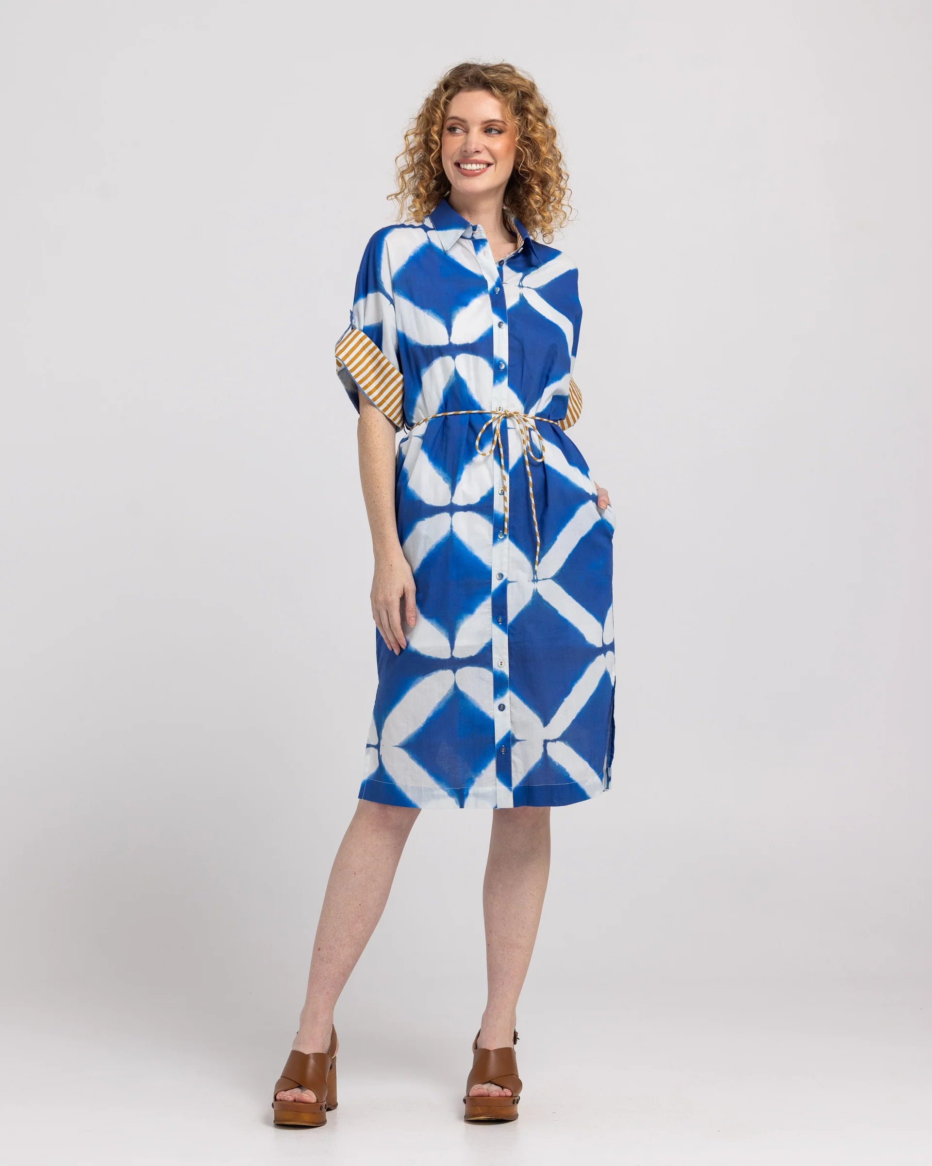 Boom Shankar Maui Shirt Dress Block Print