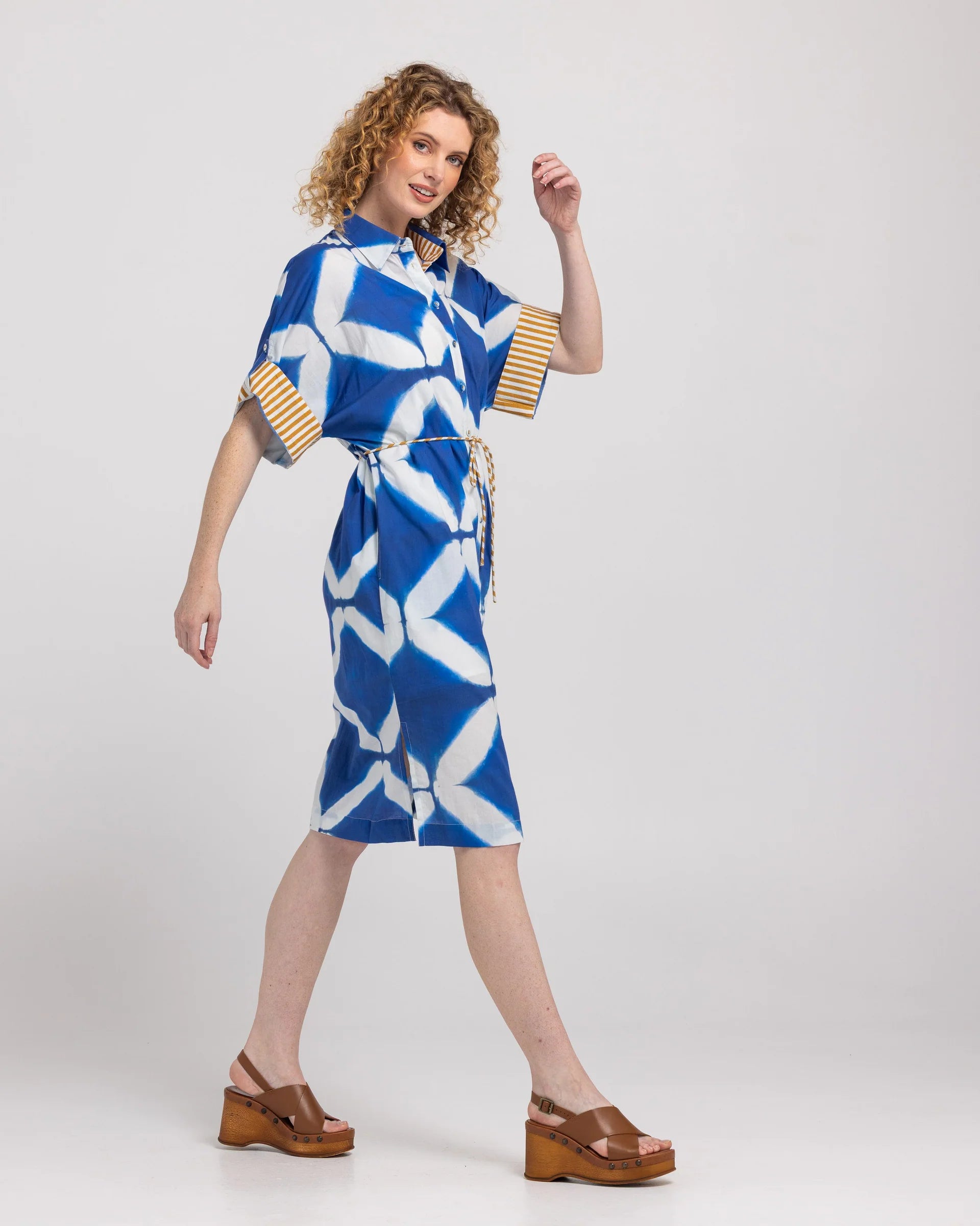 Boom Shankar Maui Shirt Dress Block Print