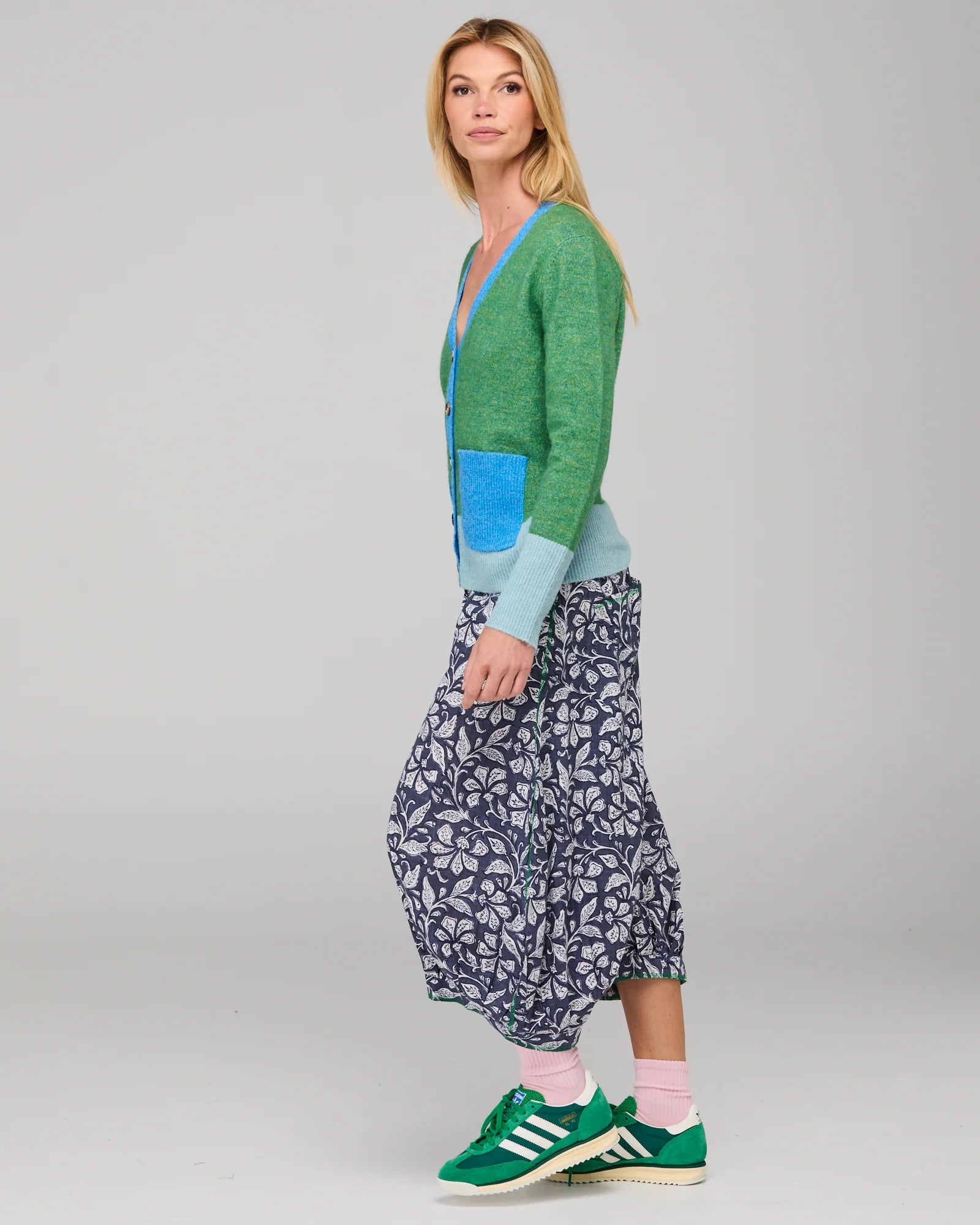Boom Shankar Poet Cardigan Green Multi