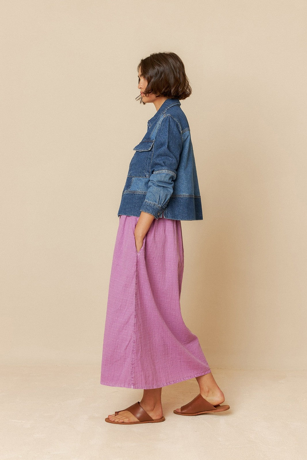 Indi & Cold DD255 Bicolor Patch Jacket Denim