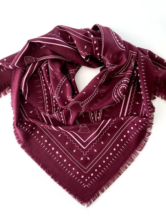 Dark Hampton x Ellie Compton Wool Silk Scarf The Hadfield - Burgundy
