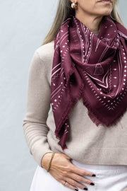 Dark Hampton x Ellie Compton Wool Silk Scarf The Hadfield - Burgundy