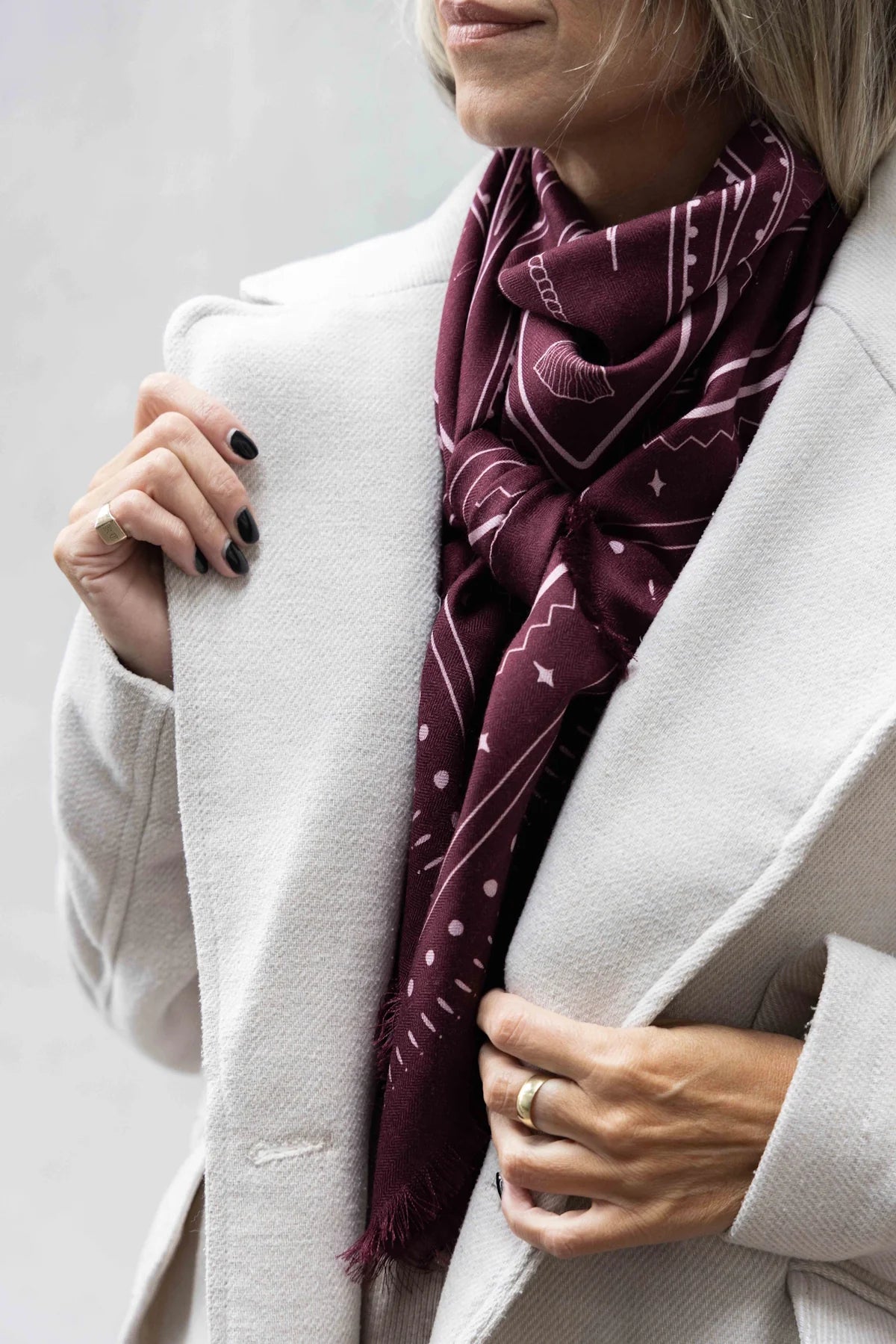 Dark Hampton x Ellie Compton Wool Silk Scarf The Hadfield - Burgundy