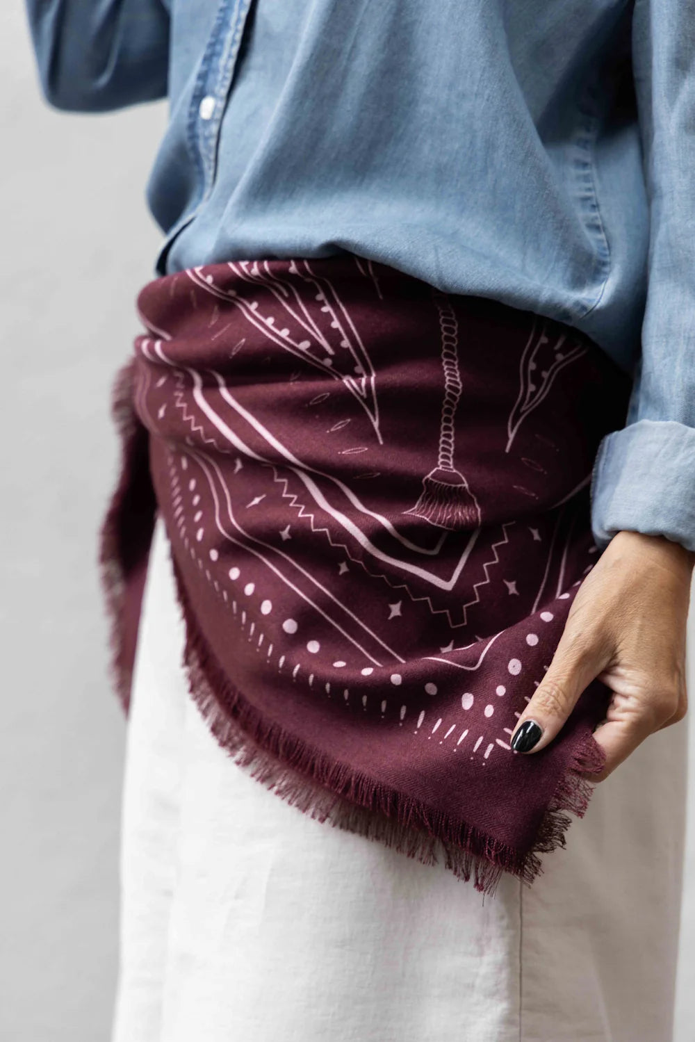 Dark Hampton x Ellie Compton Wool Silk Scarf The Hadfield - Burgundy