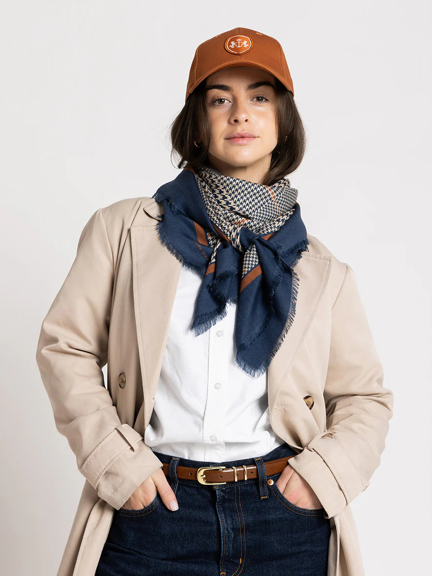 Dark Hampton Wool Silk Scarf The Sutherland - Navy