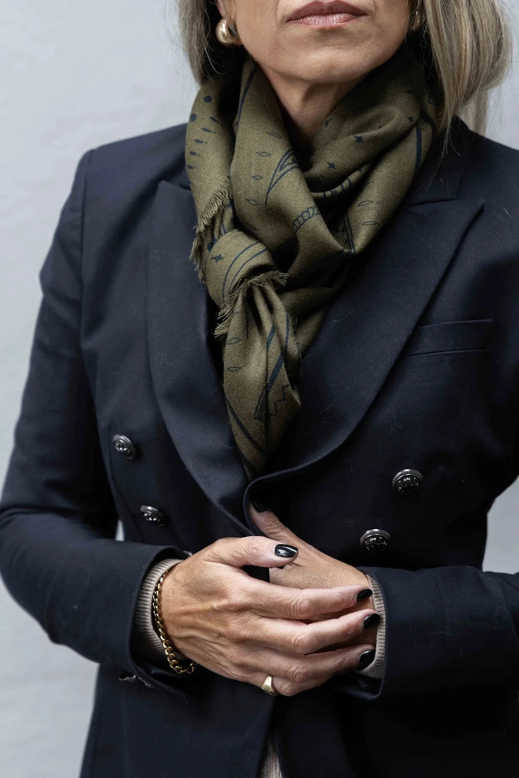 Dark Hampton x Ellie Compton Wool Silk Scarf The Hadfield - Khaki