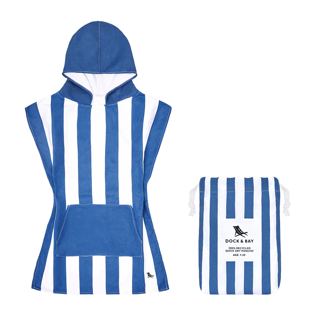 Dock & Bay Poncho Mini Cabana Collection Whitsunday Blue Hooded Towel 2-4 Years