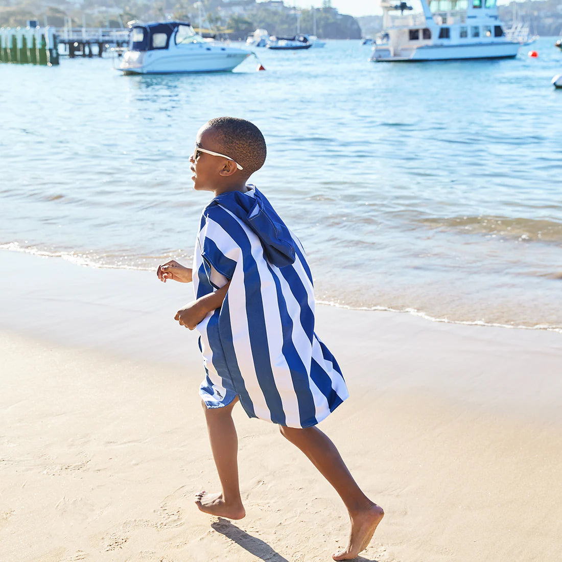 Dock & Bay Poncho Mini Cabana Collection Whitsunday Blue Hooded Towel 2-4 Years