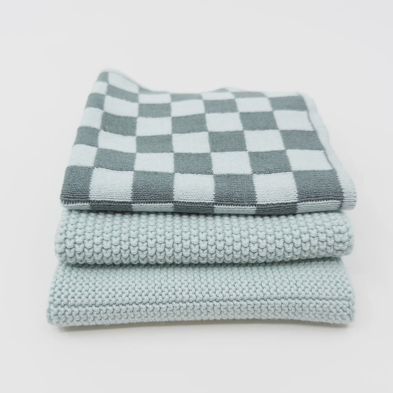 Ecovask 3 pack cloths duck egg chequer
