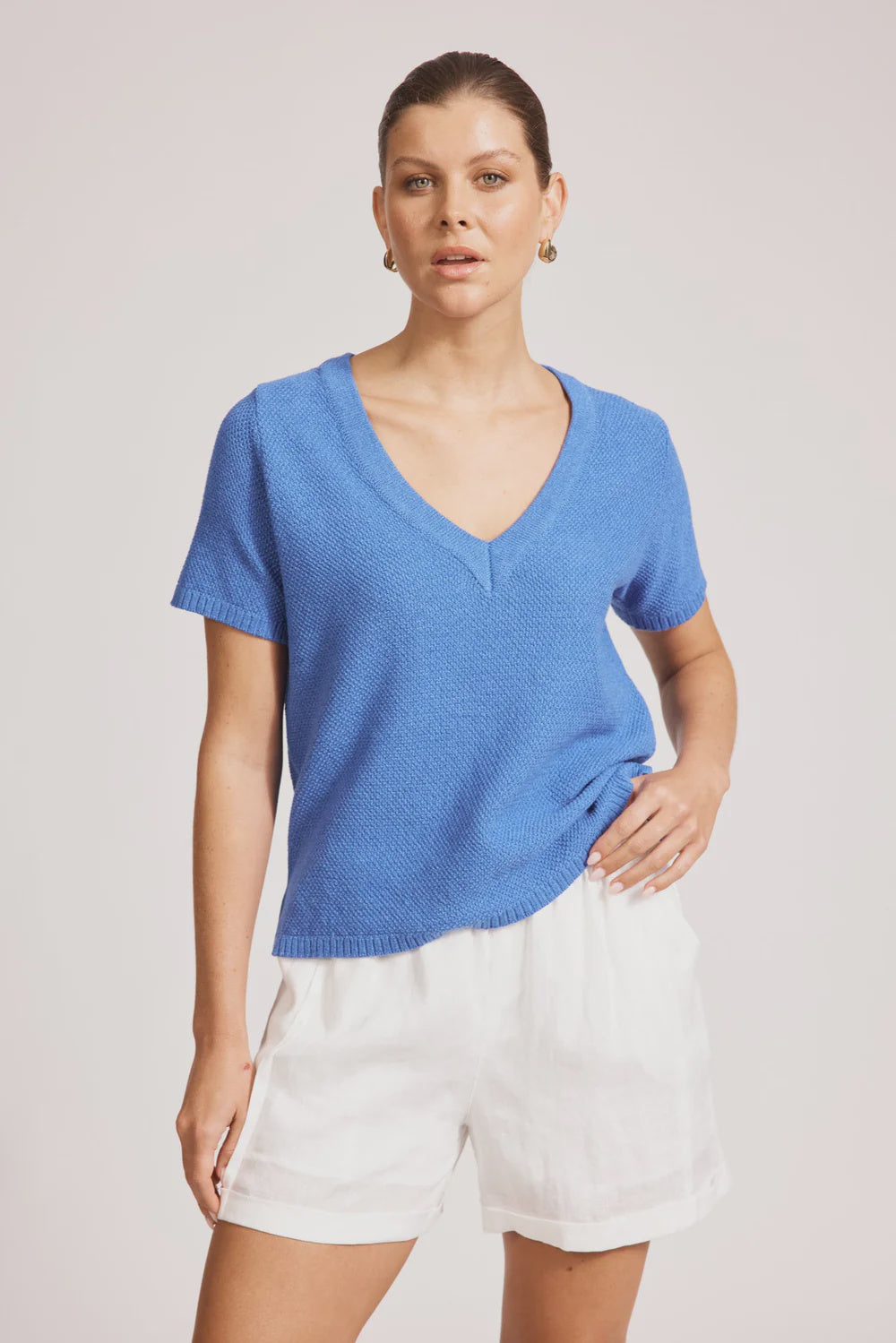 Eb & Ive Artemis V Knit Top Aegean