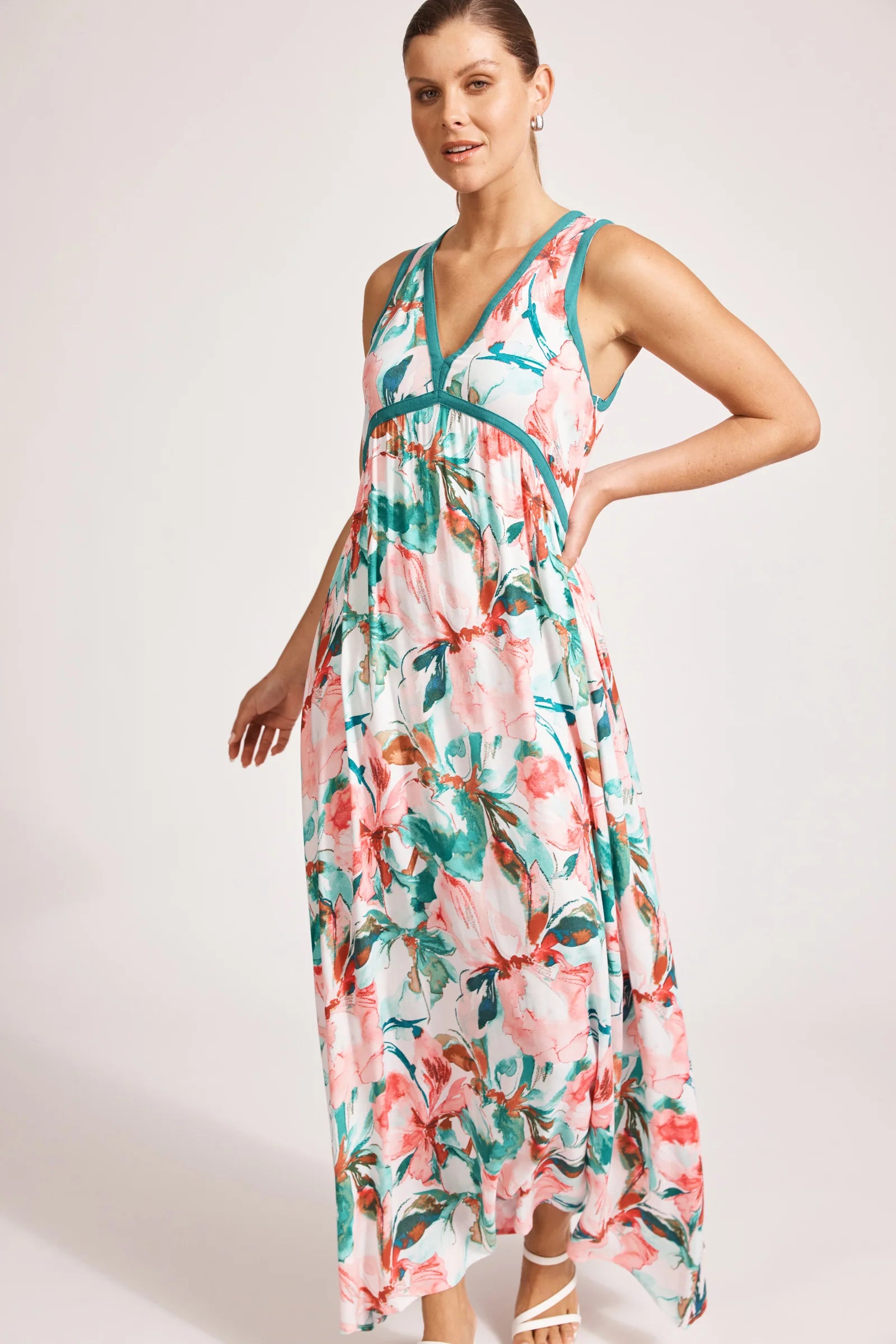 Eb & Ive Alegria Spliced Maxi Dress Estate Teal