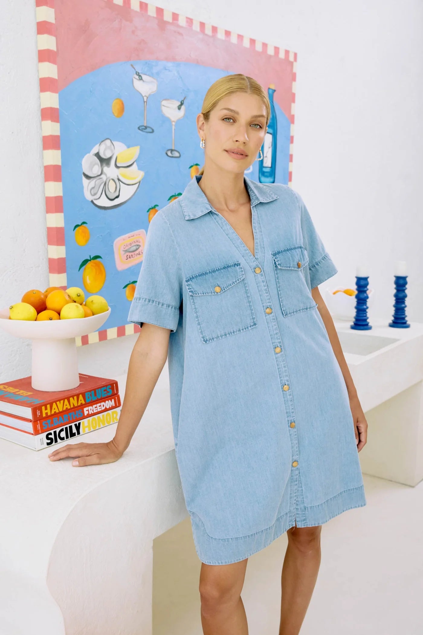 Eb & Ive Melenia Denim Shirt Dress Denim
