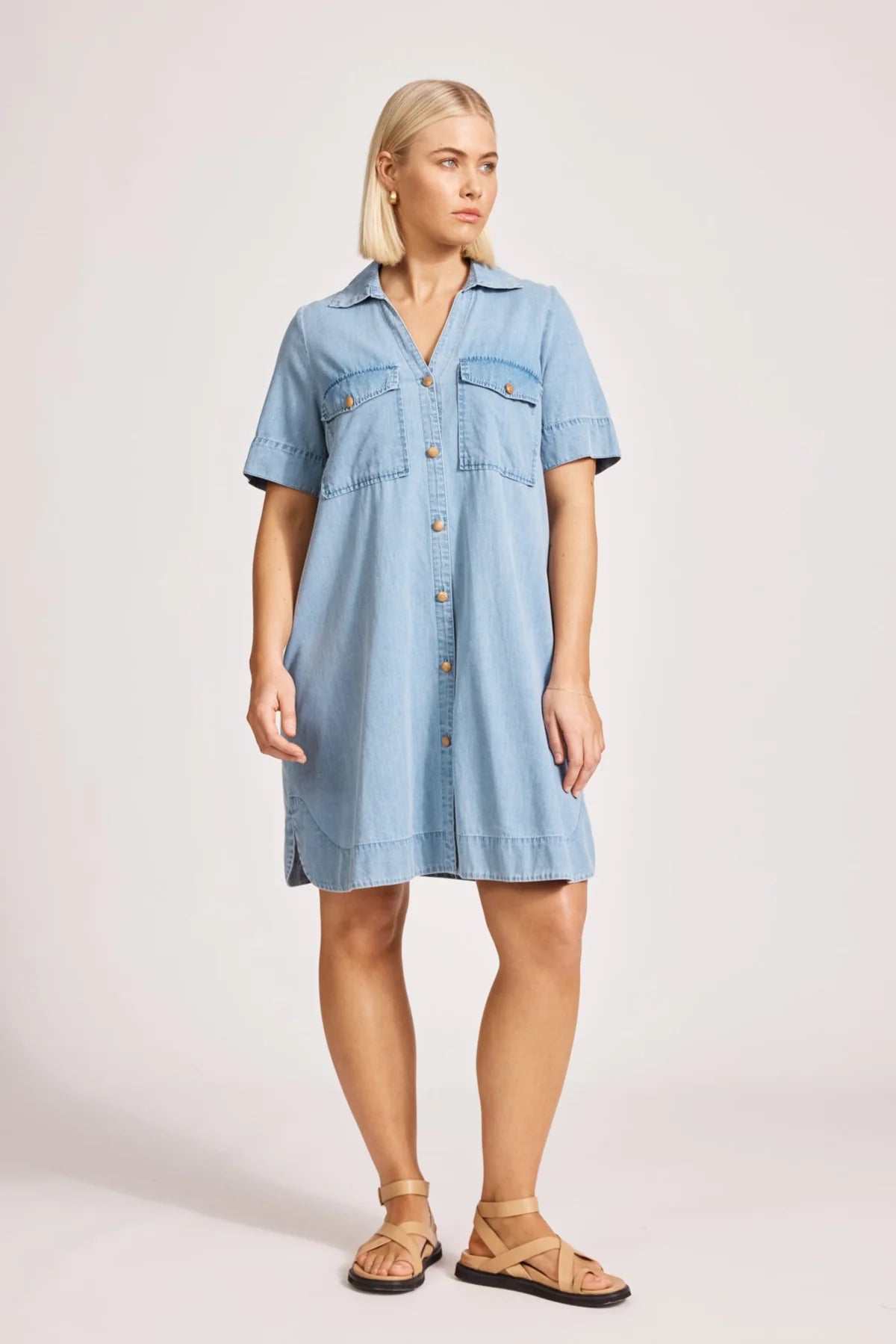Eb & Ive Melenia Denim Shirt Dress Denim