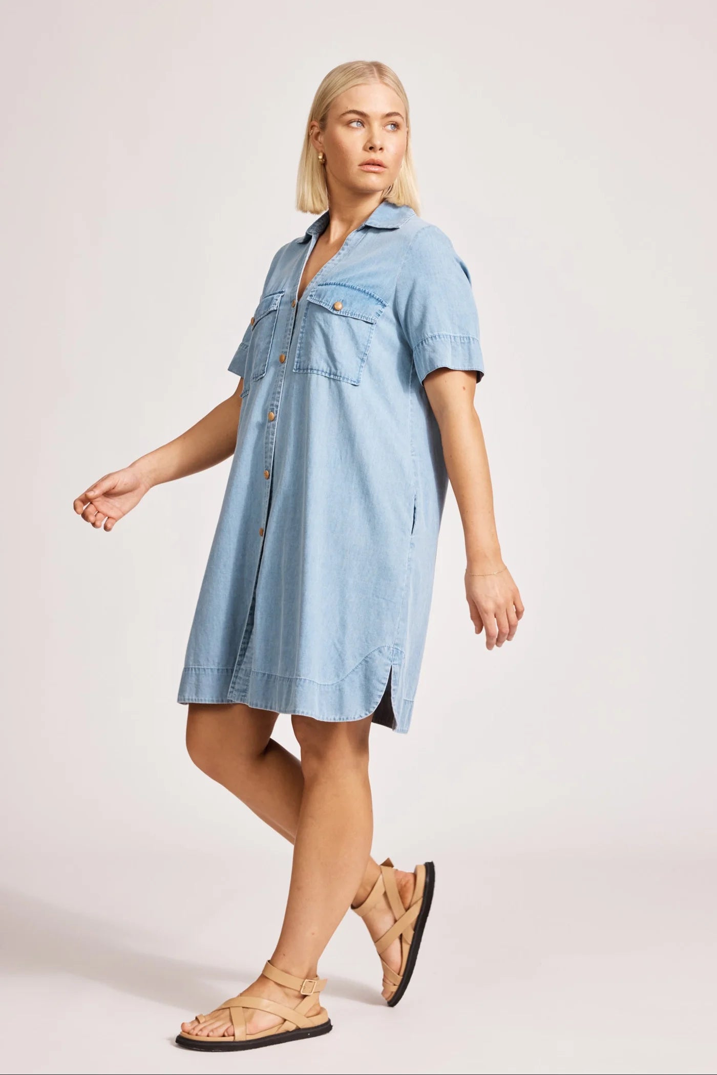Eb & Ive Melenia Denim Shirt Dress Denim