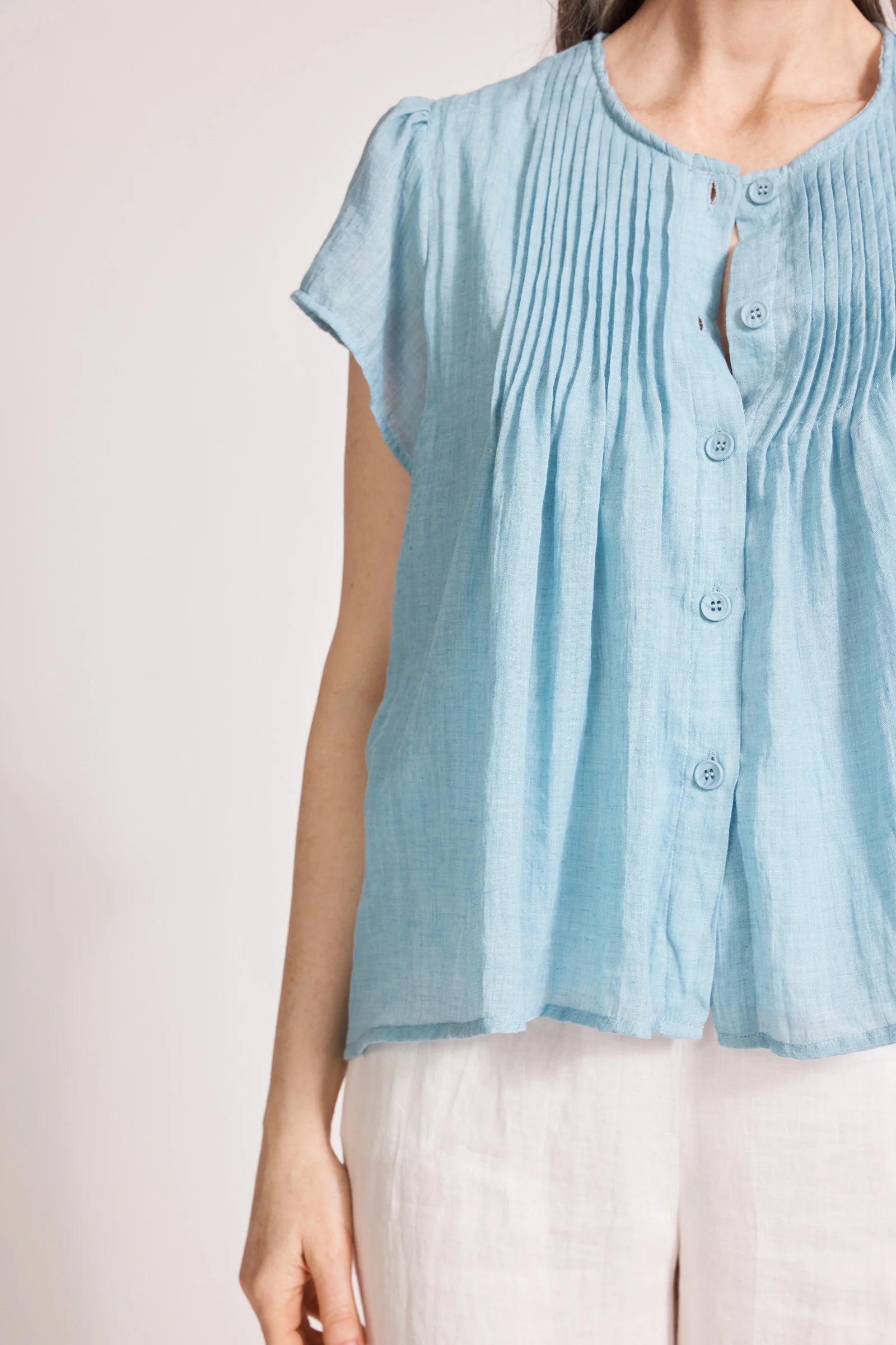 Eb & Ive Orsula Button Top Nimbus