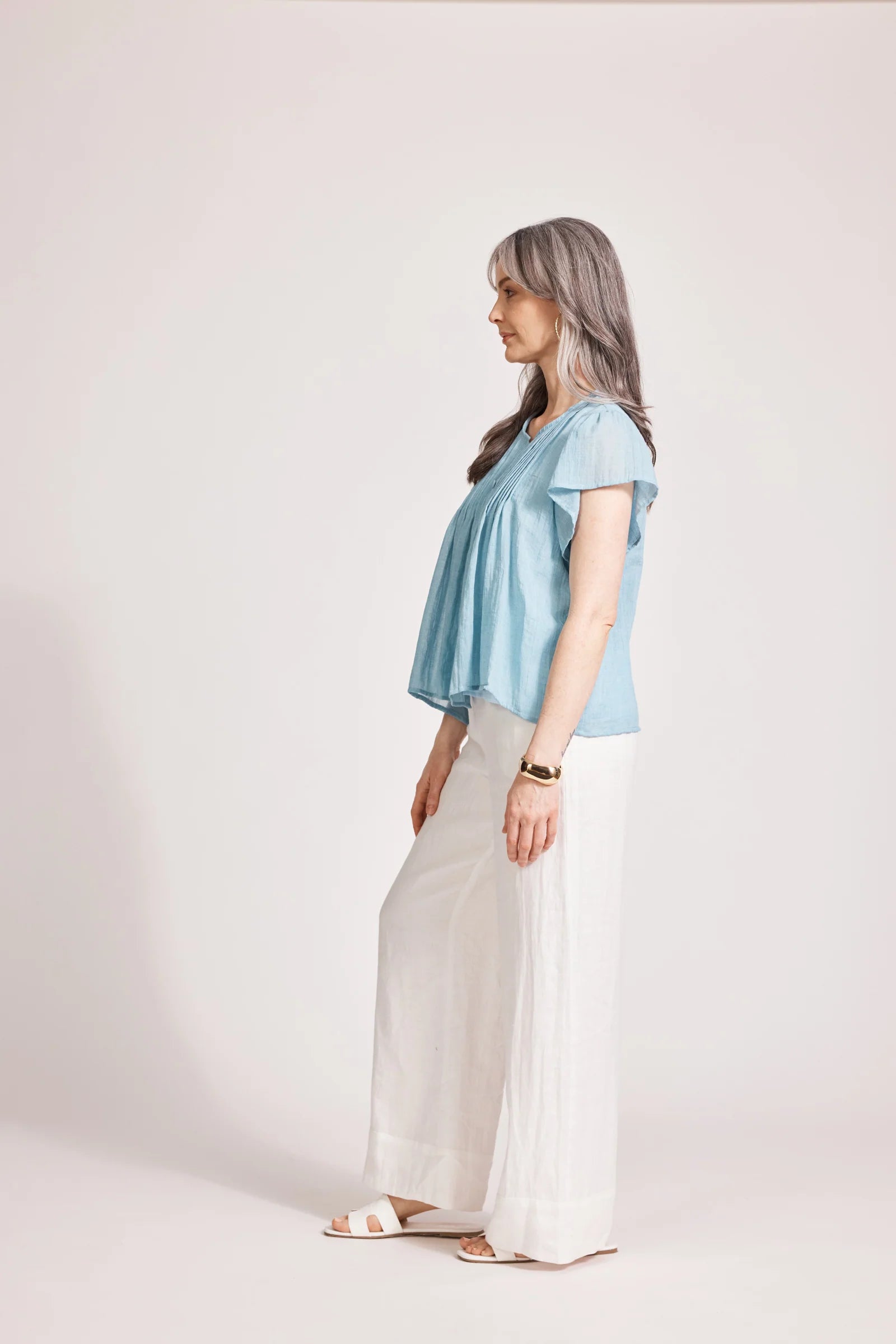 Eb & Ive Orsula Button Top Nimbus