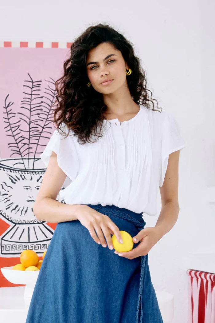 Eb & Ive Orsula Button Top White