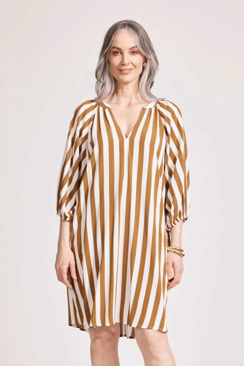 Eb & Ive Treville Stripe Dress Caramel