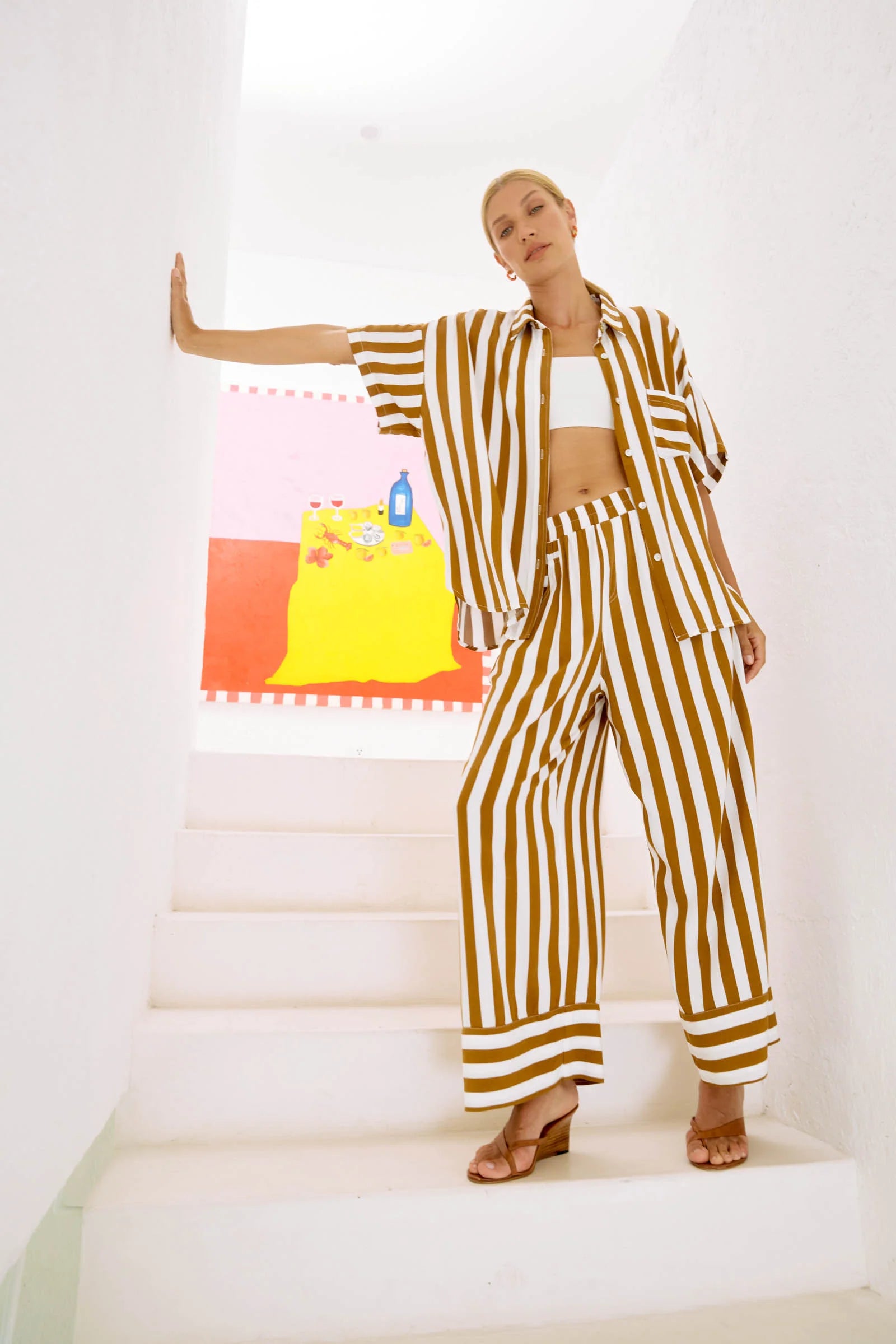 Eb & Ive Treville Stripe Pant Caramel