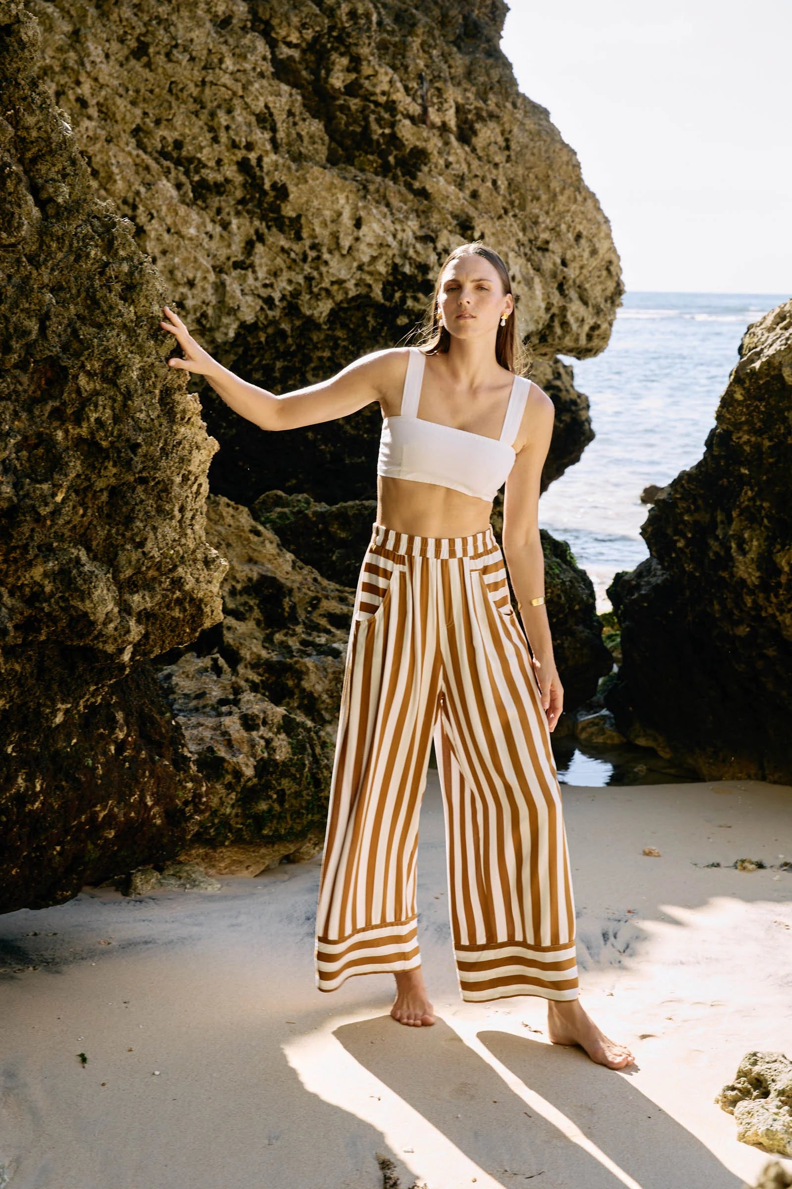 Eb & Ive Treville Stripe Pant Caramel