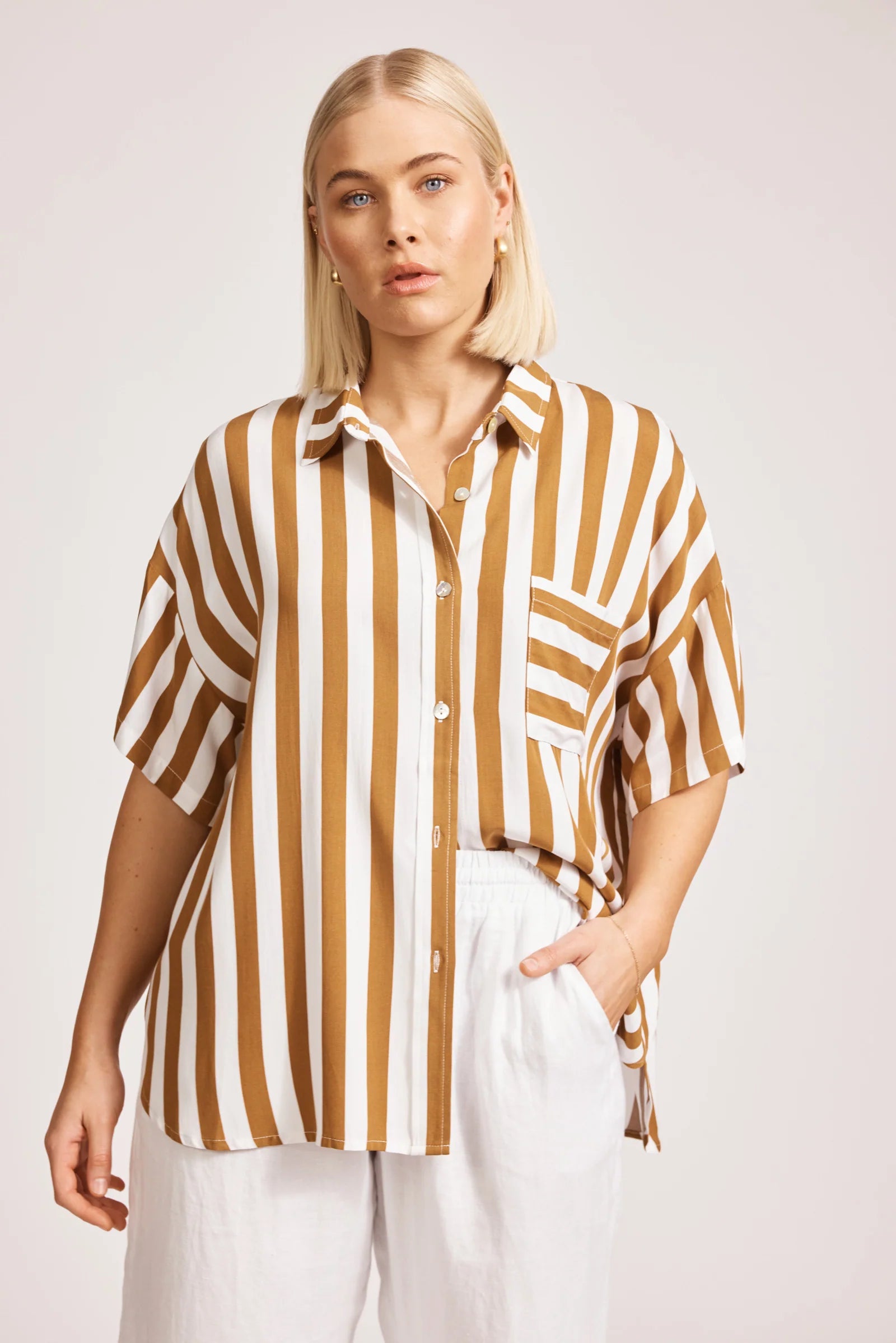 Eb & Ive Treville Stripe Shirt Caramel