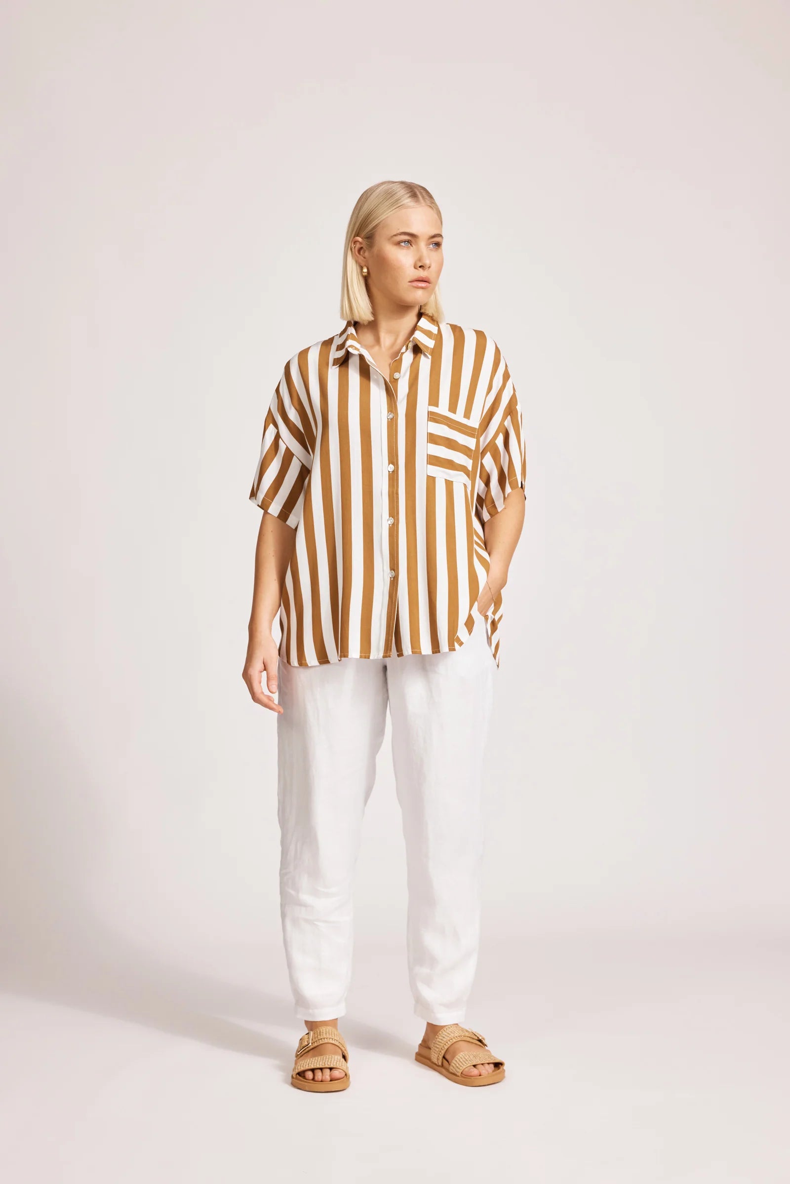 Eb & Ive Treville Stripe Shirt Caramel