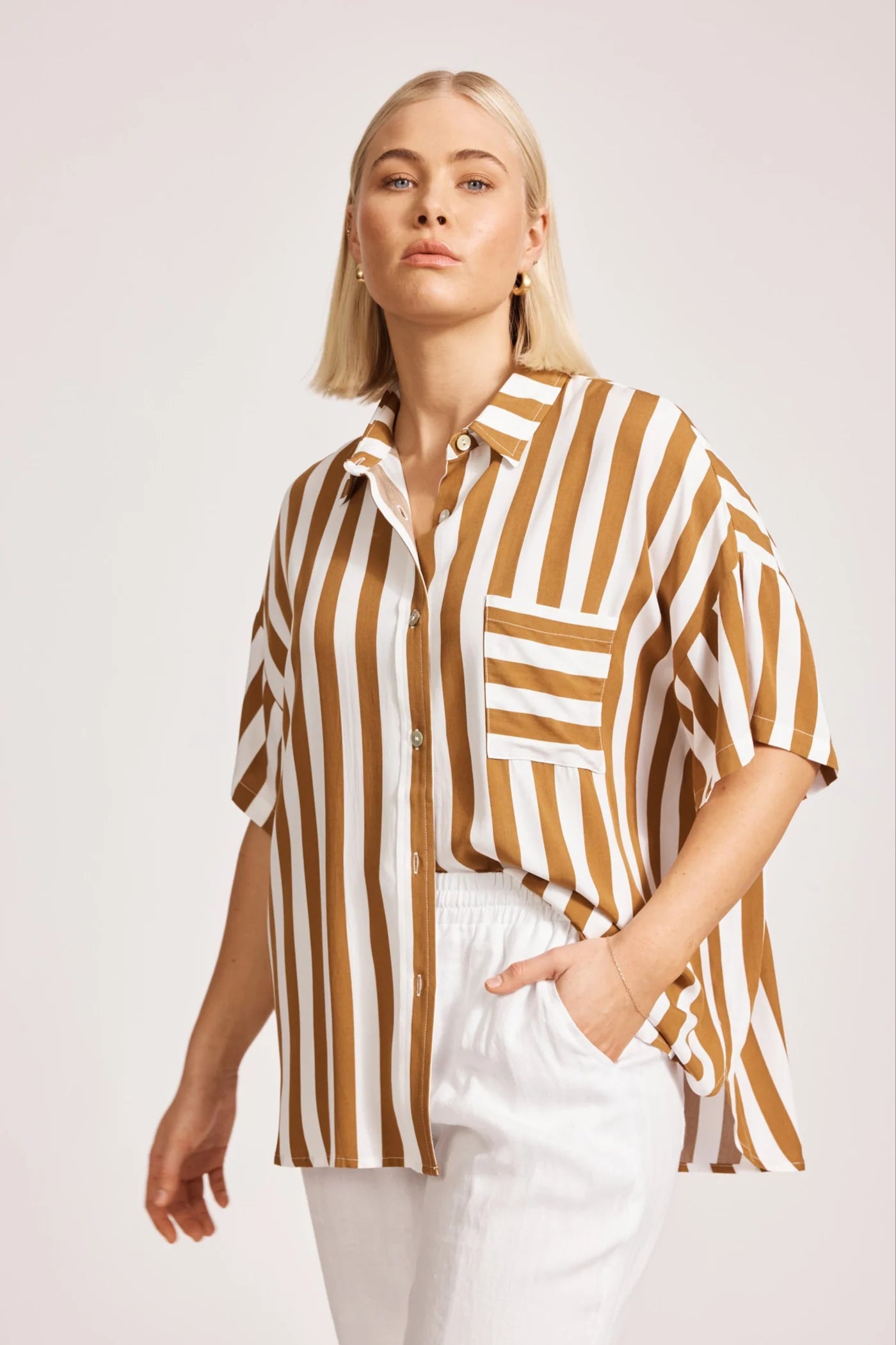 Eb & Ive Treville Stripe Shirt Caramel