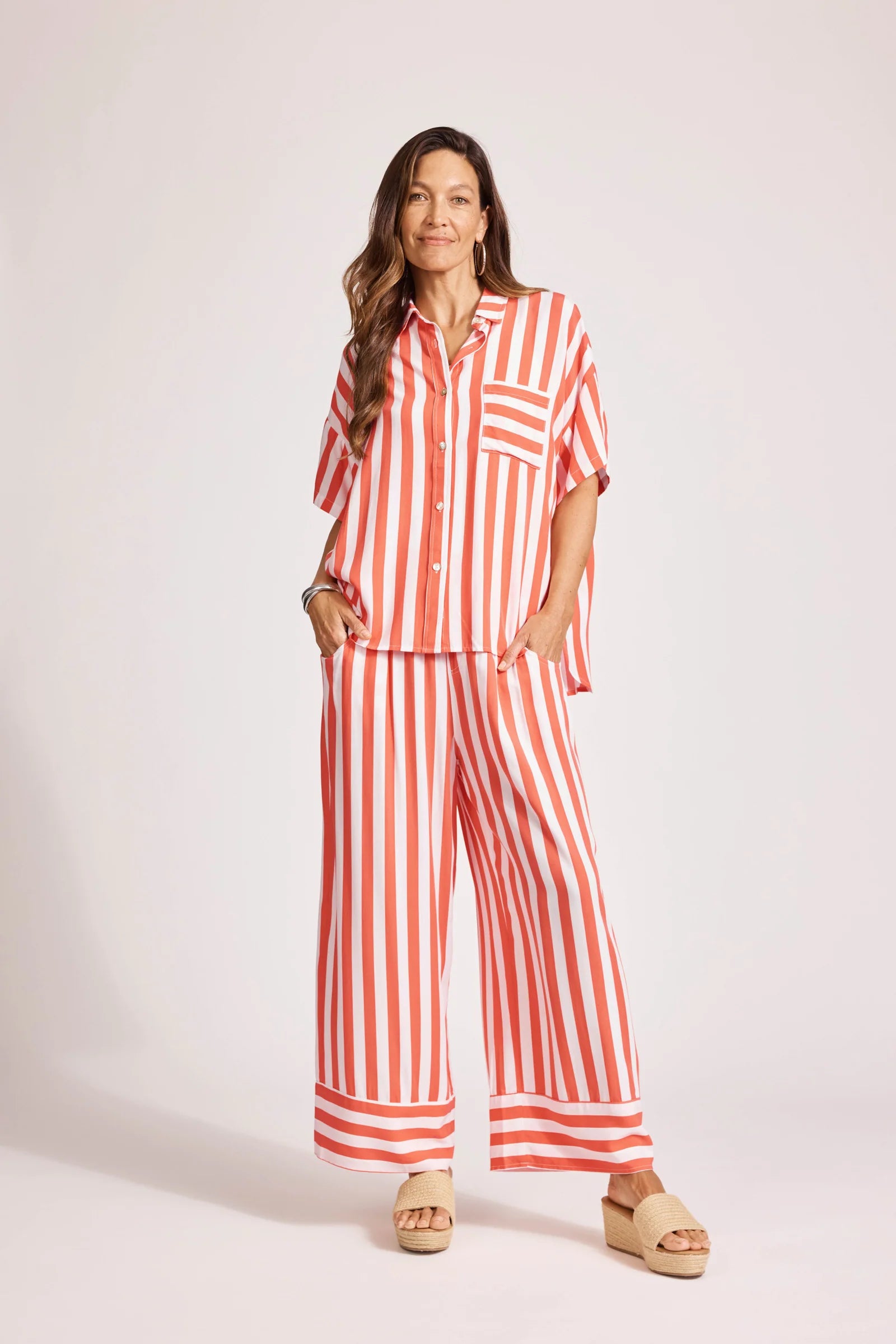 Eb & Ive Treville Stripe Shirt Coral