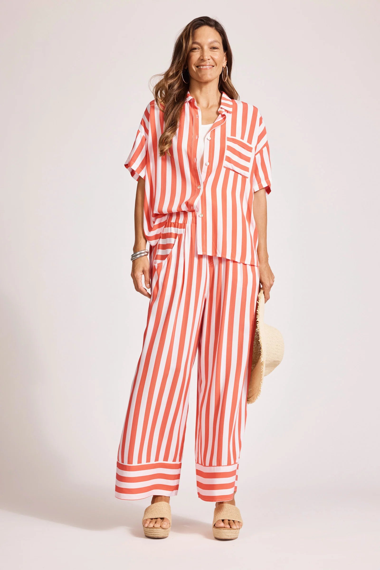 Eb & Ive Treville Stripe Shirt Coral