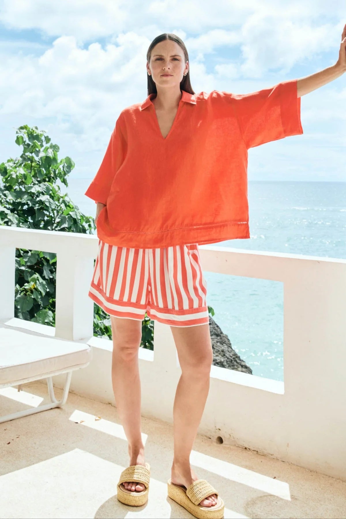 Eb & Ive Treville Stripe Short Coral