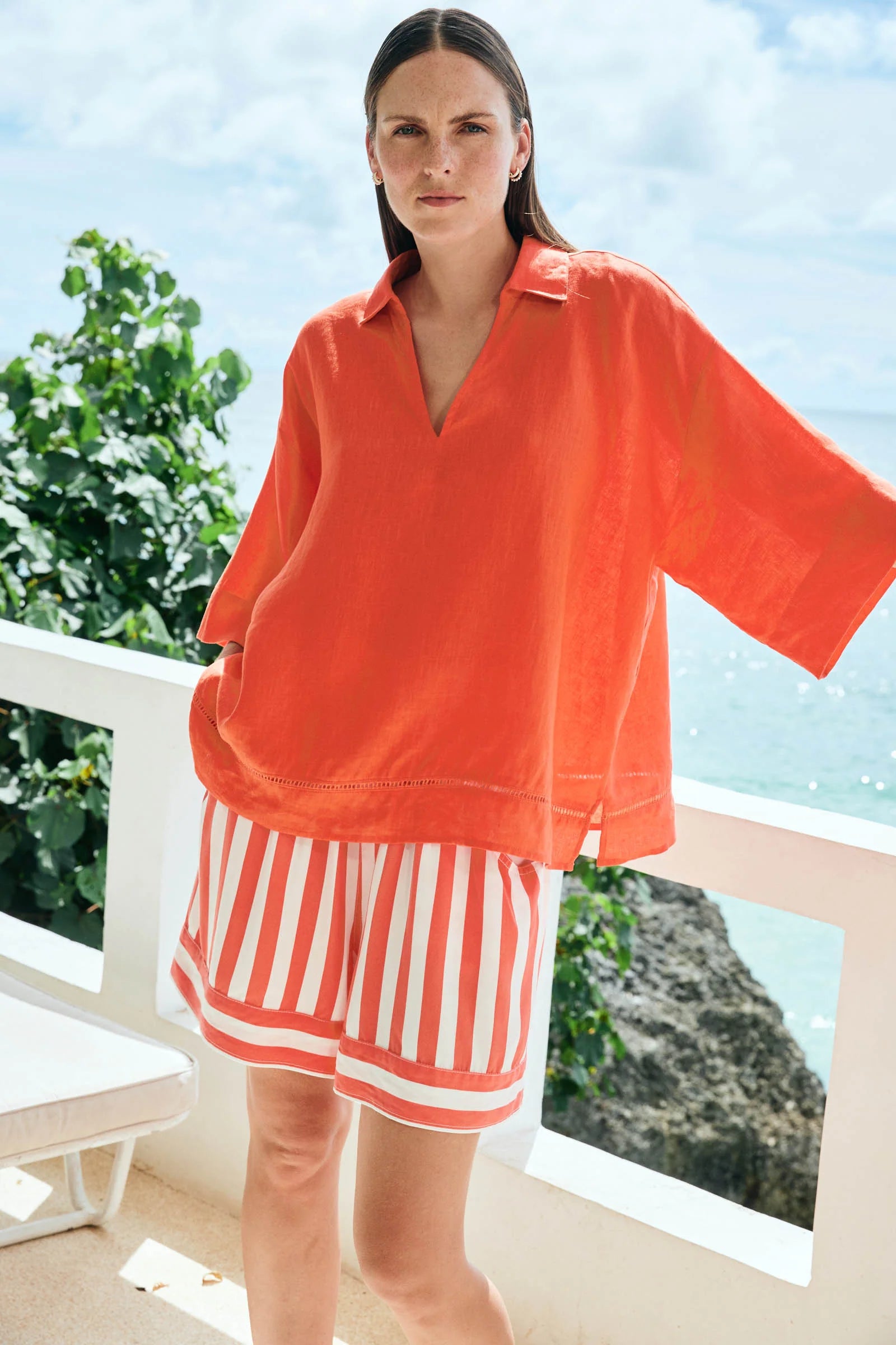 Eb & Ive Treville Stripe Short Coral
