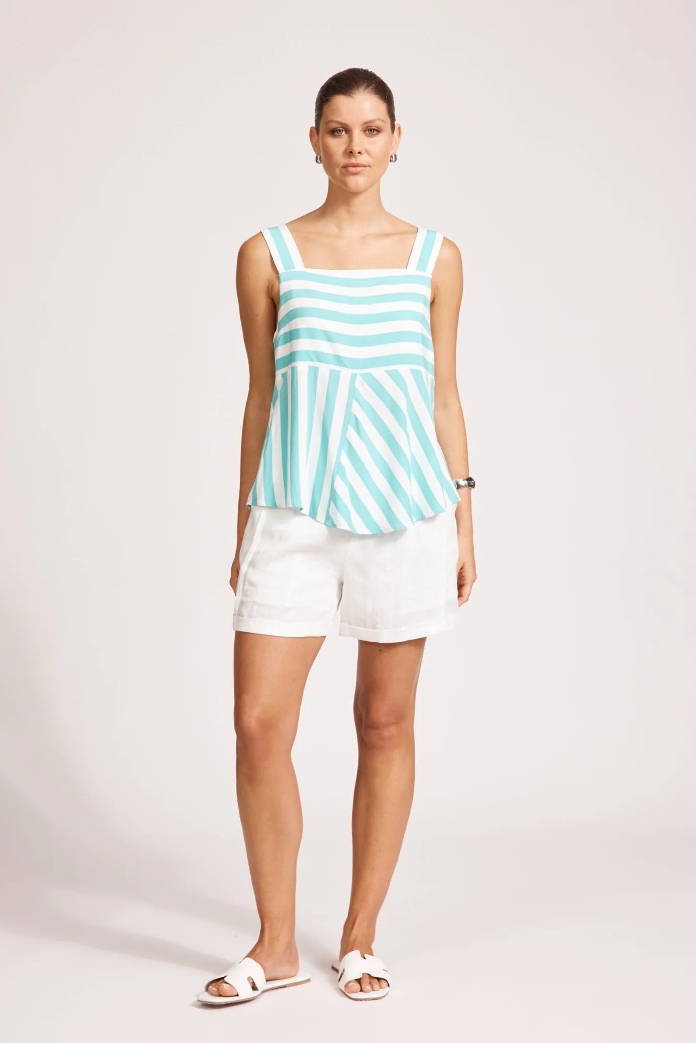 Eb & Ive Treville Stripe Tank - Aqua