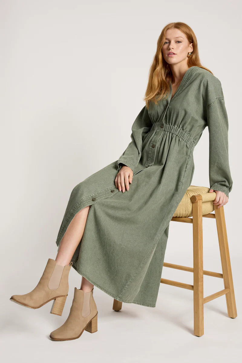 Eb & Ive Bodhi Denim Dress Olive
