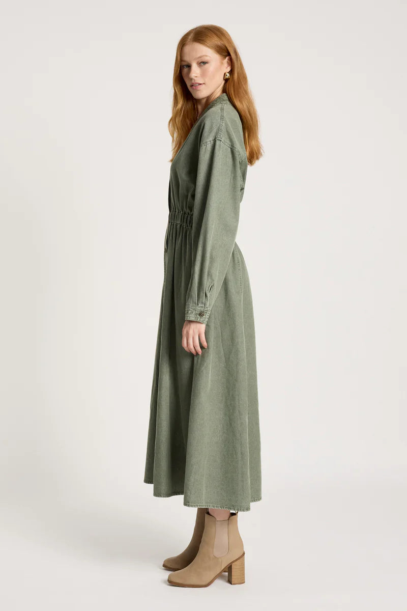 Eb & Ive Bodhi Denim Dress Olive