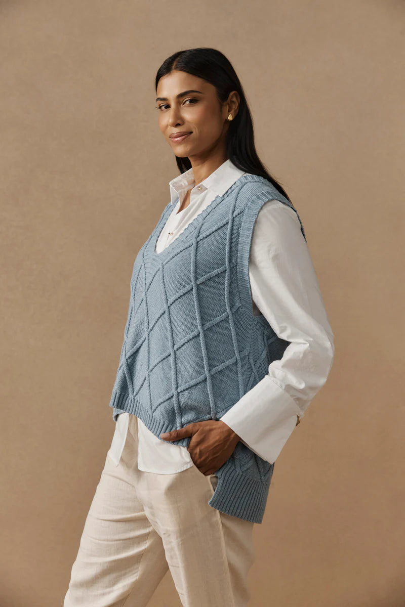 Eb & Ive Liora Knit Vest Lake