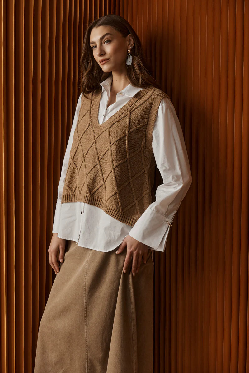 Eb & Ive Liora Knit Vest Mocha
