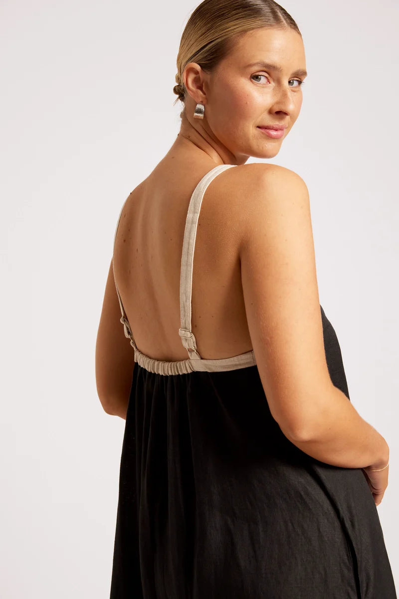 Eb & Ive Maris Splice Tank Maxi Dress Black Tusk