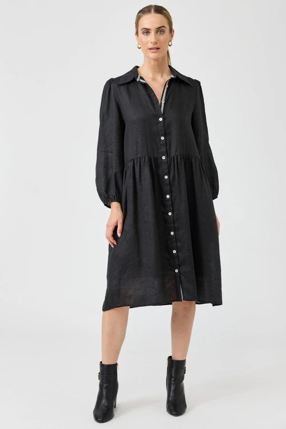 Eb & Ive Studio Midi Shirt Dress Ebony