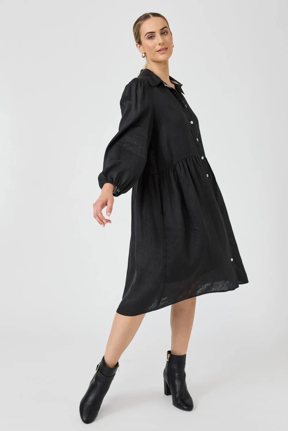 Eb & Ive Studio Midi Shirt Dress Ebony