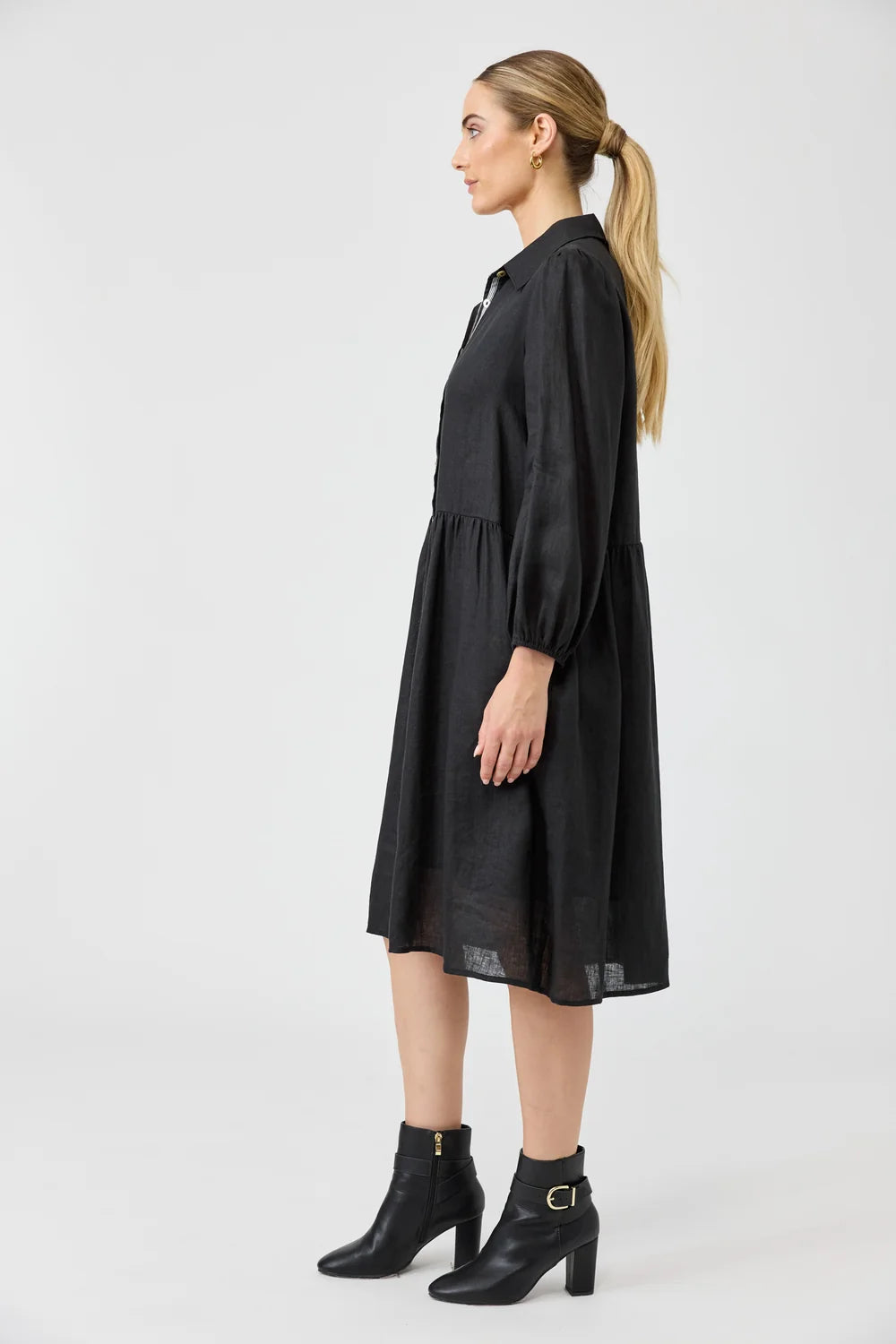 Eb & Ive Studio Midi Shirt Dress Ebony