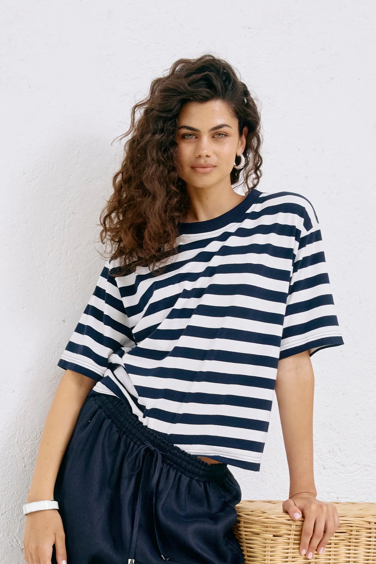 Eb & Ive Studio Stripe Tshirt Indigo