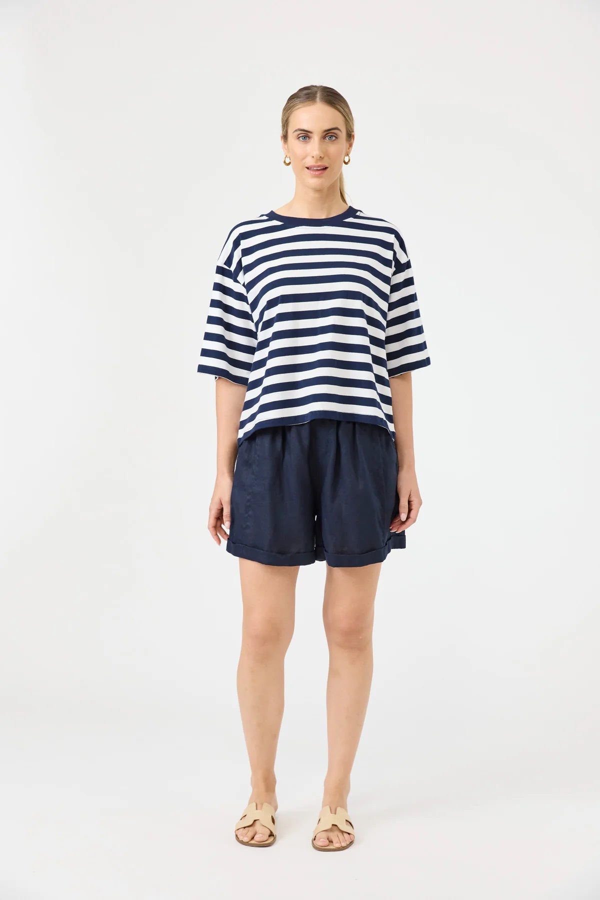 Eb & Ive Studio Stripe Tshirt Indigo