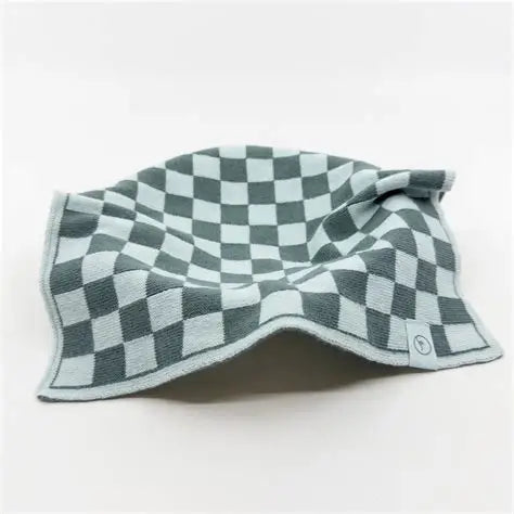 Ecovask Organic Face Cloths 2 Pack Steel Chequer