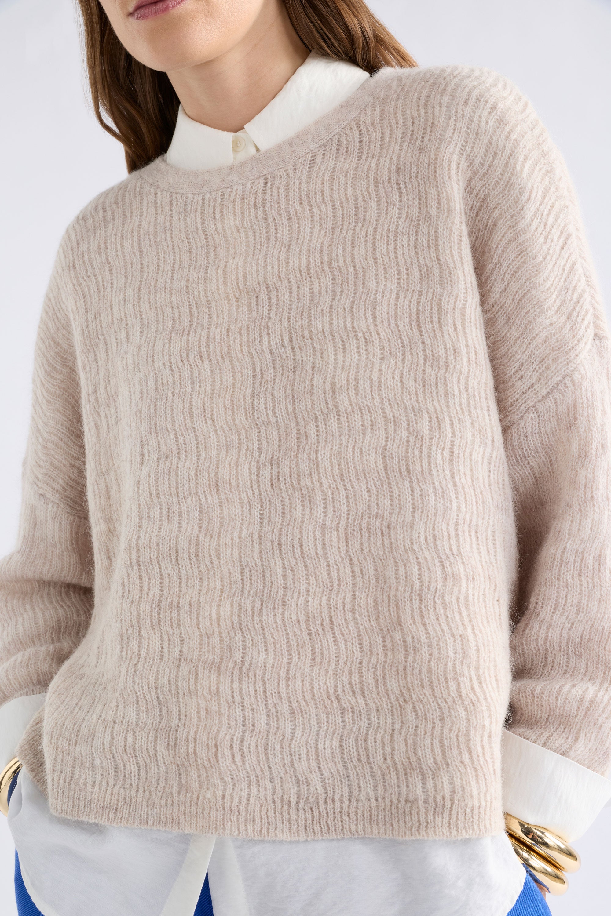 Elk Agna Pattern Sweater Ecru