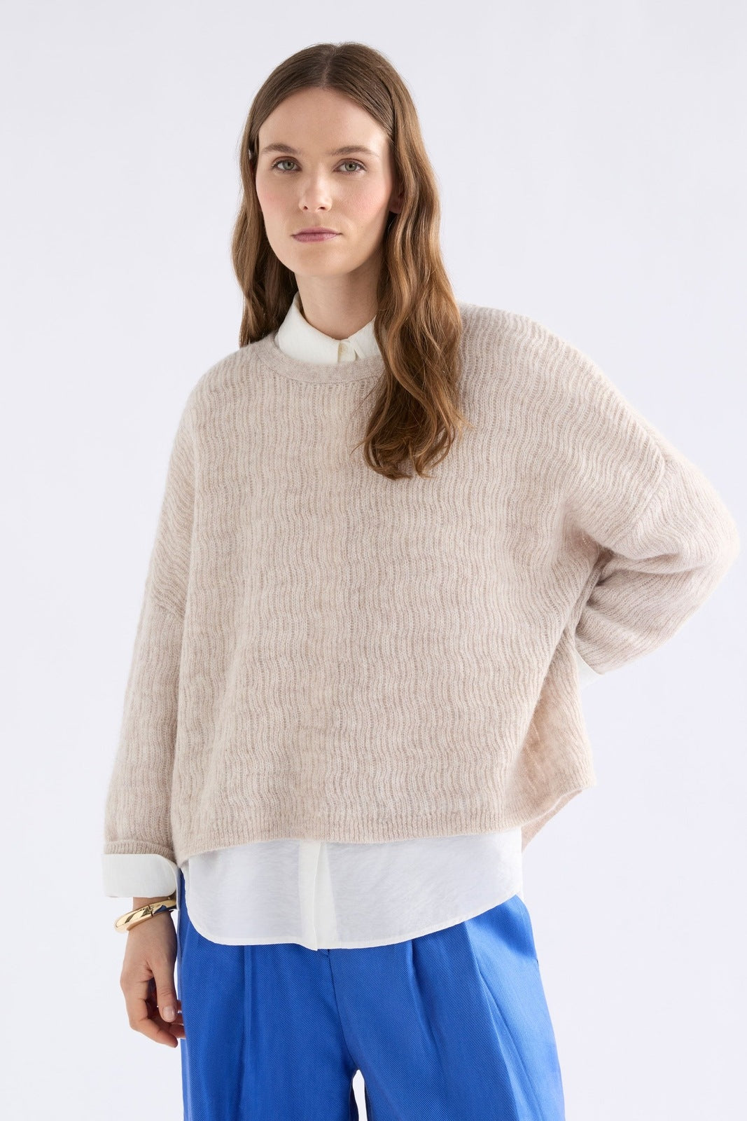 Elk Agna Pattern Sweater Ecru