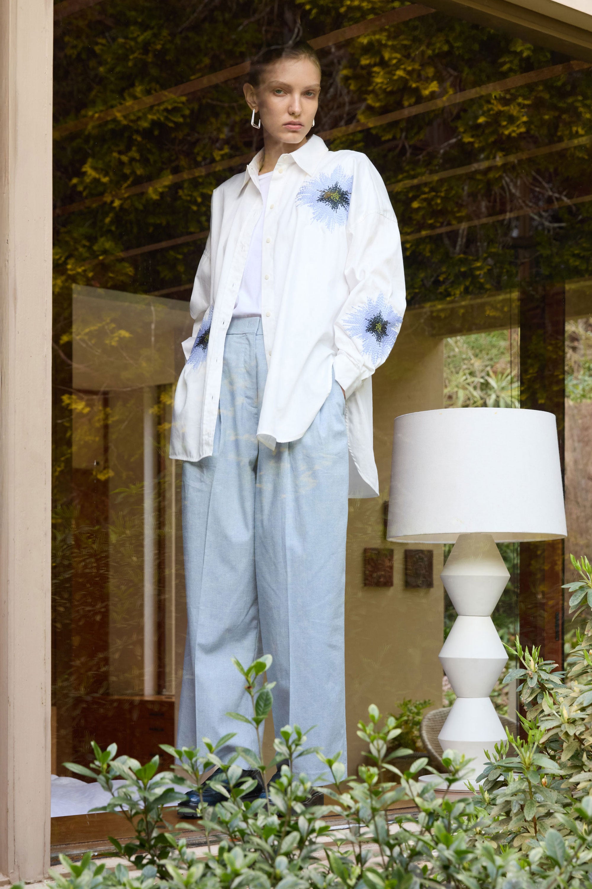 Elk Eiren Relaxed Shirt White Lilac Blue