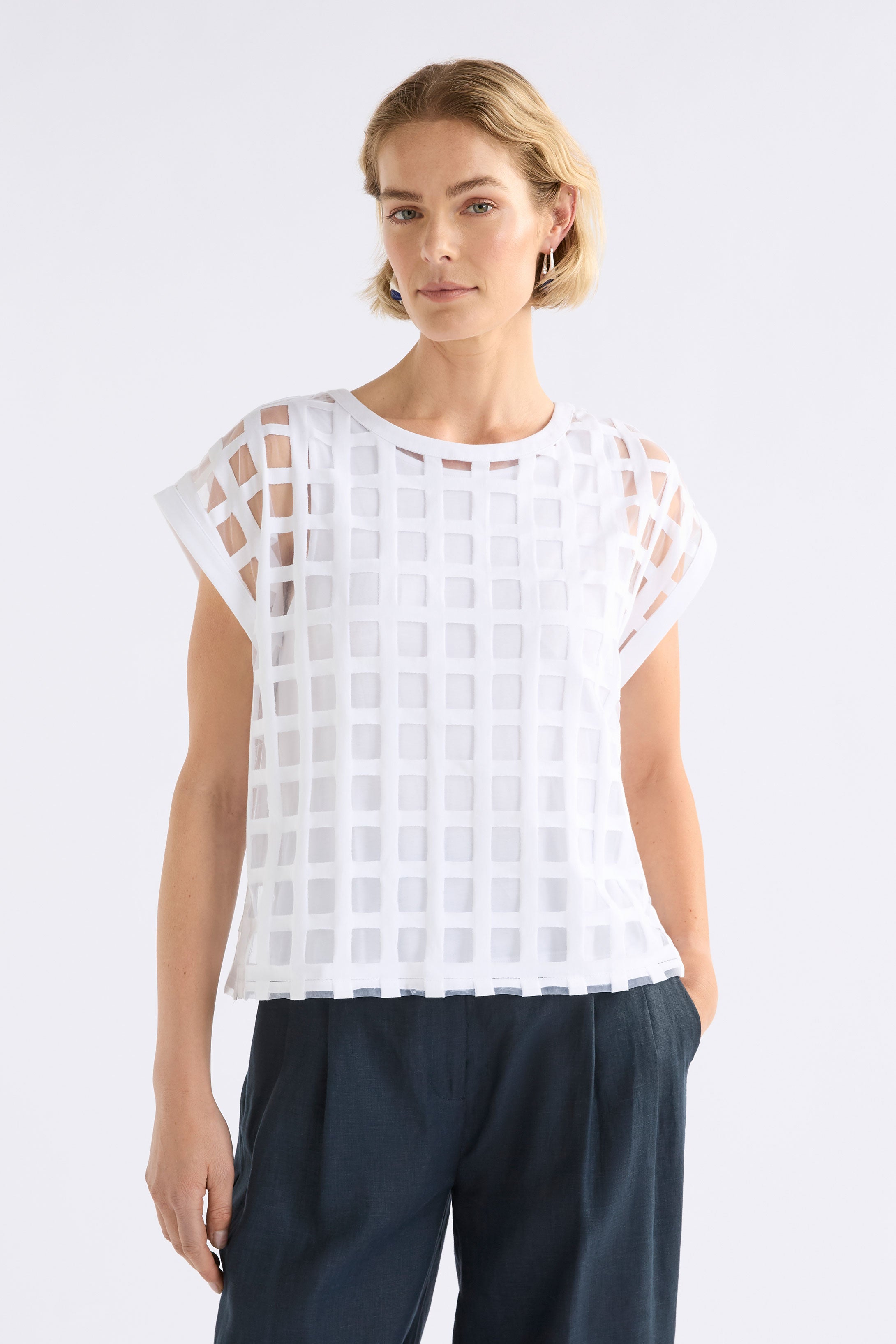 Elk Grid Burnout Top Space White