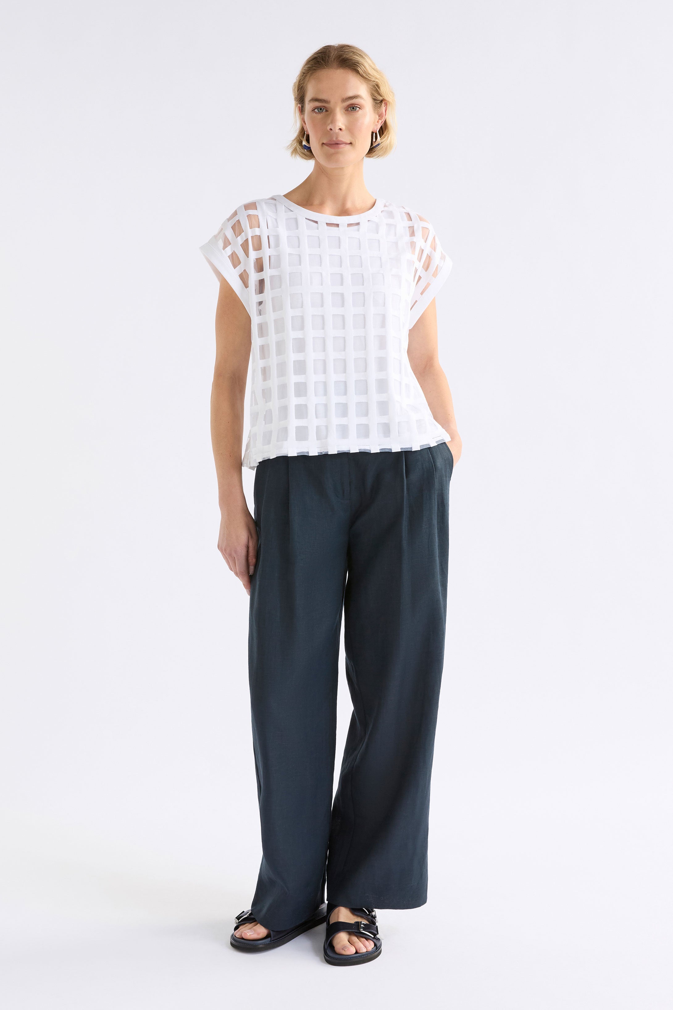 Elk Grid Burnout Top Space White